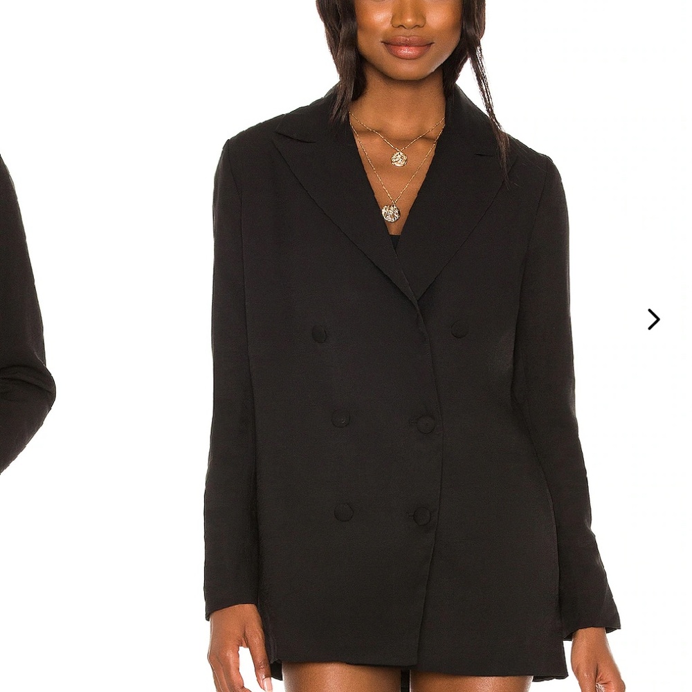 SNDYS Black Double Breasted Blazer Notched‎ Lapel Jacket Small